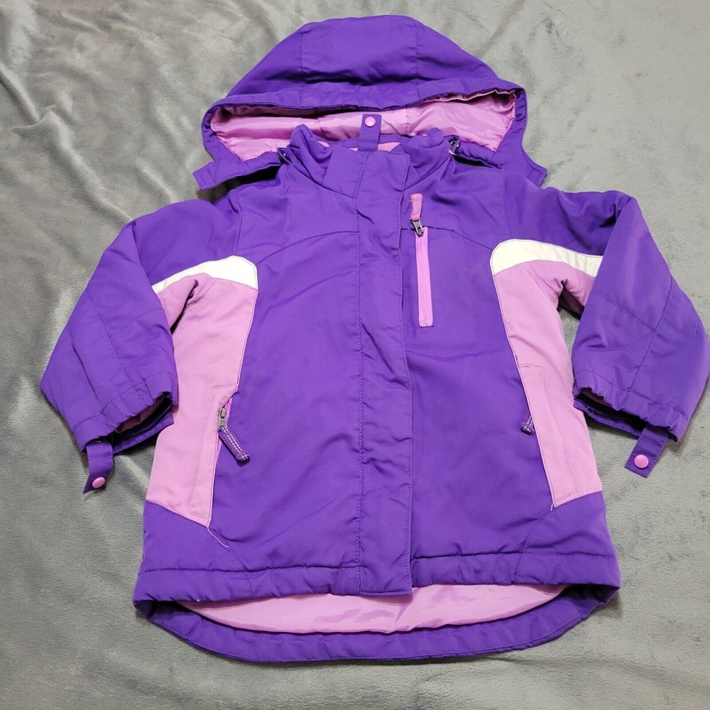 Childrens Place Coat Girls 4 Jacket Purple Hood Thermolite Pockets Long Full Zip